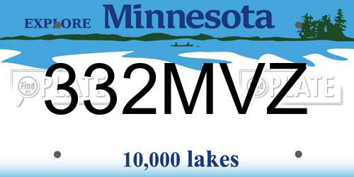 332MVZ Minnesota License Plate