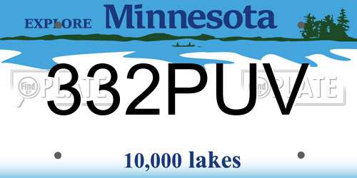 332PUV Minnesota License Plate