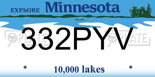 332PYV Minnesota License Plate