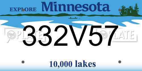 332V57 Minnesota License Plate