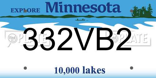332VB2 Minnesota License Plate