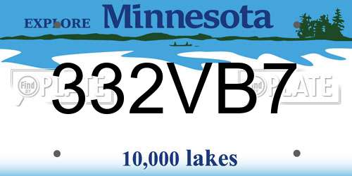 332VB7 Minnesota License Plate