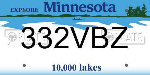 332VBZ Minnesota License Plate