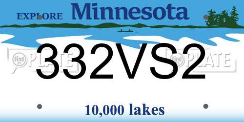 332VS2 Minnesota License Plate