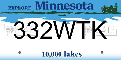 332WTK Minnesota License Plate