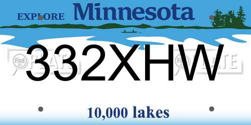 332XHW Minnesota License Plate