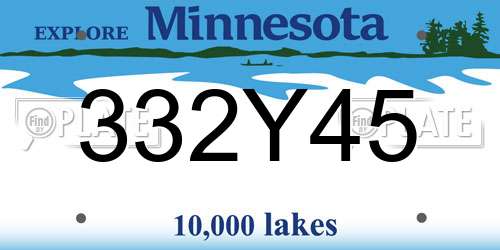 332Y45 Minnesota License Plate