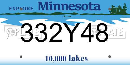 332Y48 Minnesota License Plate