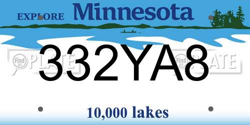 332YA8 Minnesota License Plate