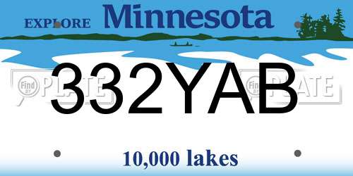 332YAB Minnesota License Plate