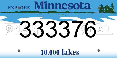 333376 Minnesota License Plate