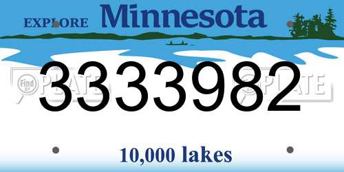 3333982 Minnesota License Plate