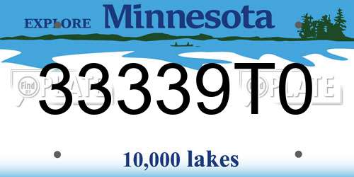 33339T0 Minnesota License Plate
