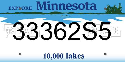 33362S5 Minnesota License Plate