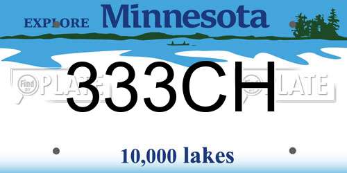333CH Minnesota License Plate