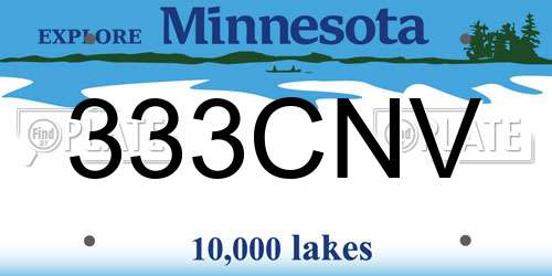 333CNV Minnesota License Plate
