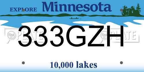 333GZH Minnesota License Plate