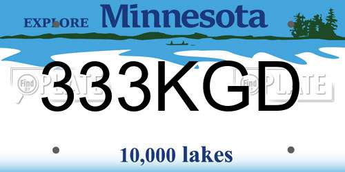 333KGD Minnesota License Plate