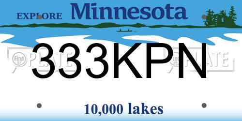 333KPN Minnesota License Plate