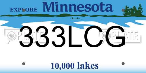 333LCG Minnesota License Plate