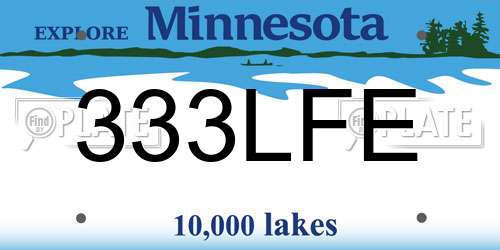 333LFE Minnesota License Plate