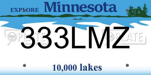 333LMZ Minnesota License Plate