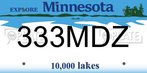 333MDZ Minnesota License Plate
