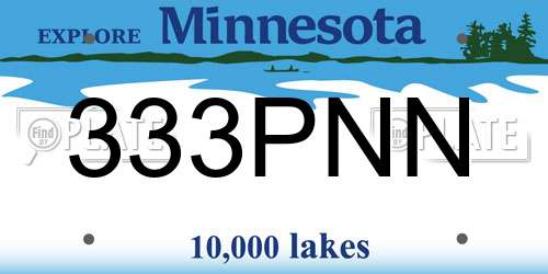 333PNN Minnesota License Plate