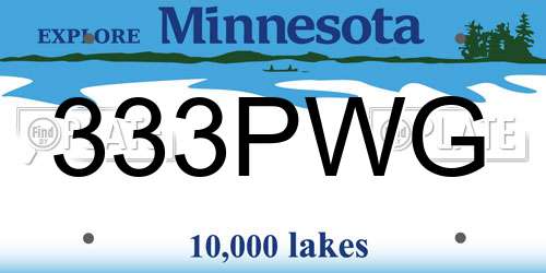 333PWG Minnesota License Plate