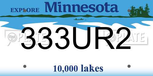 333UR2 Minnesota License Plate