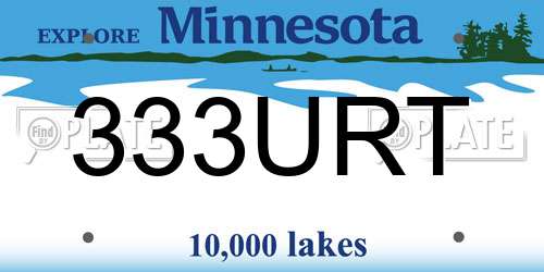 333URT Minnesota License Plate