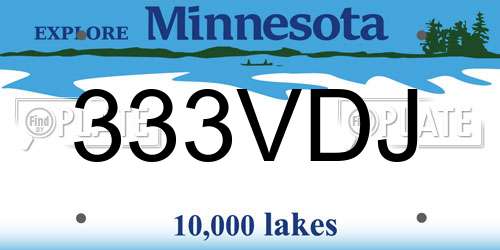 333VDJ Minnesota License Plate