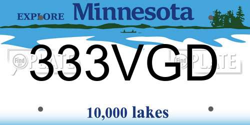 333VGD Minnesota License Plate