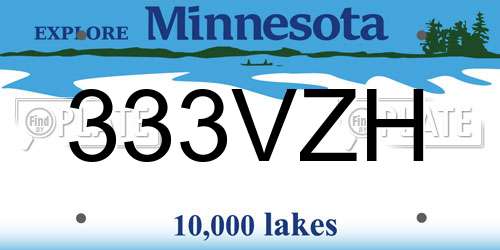 333VZH Minnesota License Plate