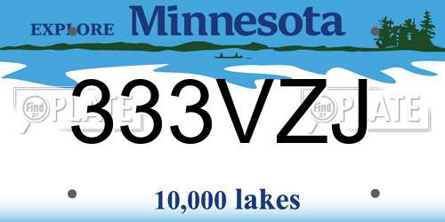 333VZJ Minnesota License Plate