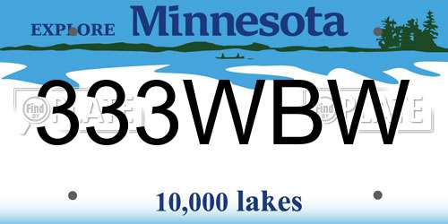 333WBW Minnesota License Plate