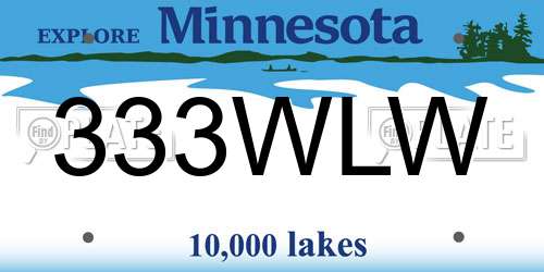 333WLW Minnesota License Plate