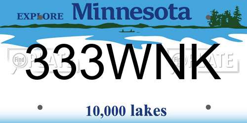 333WNK Minnesota License Plate