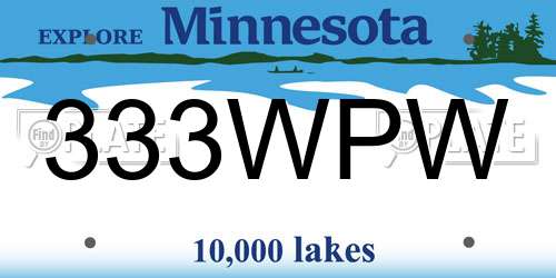 333WPW Minnesota License Plate