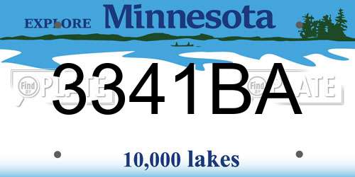 3341BA Minnesota License Plate