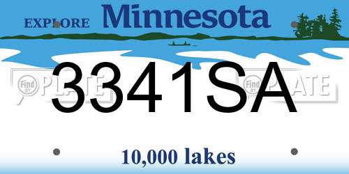 3341SA Minnesota License Plate