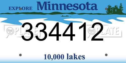 334412 Minnesota License Plate