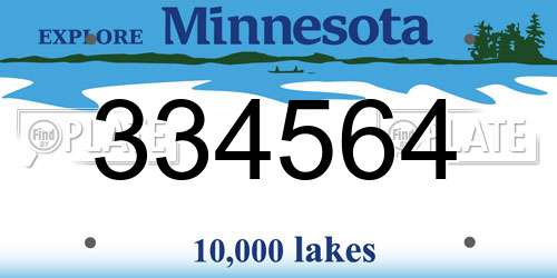 334564 Minnesota License Plate