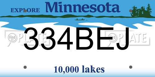 334BEJ Minnesota License Plate