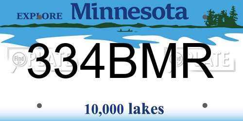 334BMR Minnesota License Plate