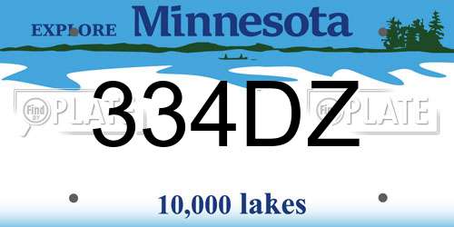 334DZ Minnesota License Plate