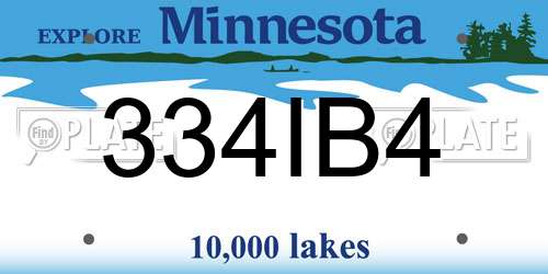 334IB4 Minnesota License Plate