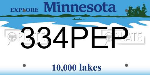 334PEP Minnesota License Plate