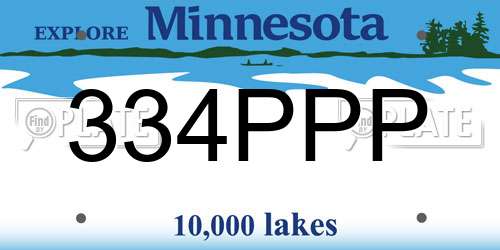 334PPP Minnesota License Plate
