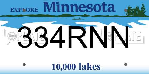 334RNN Minnesota License Plate